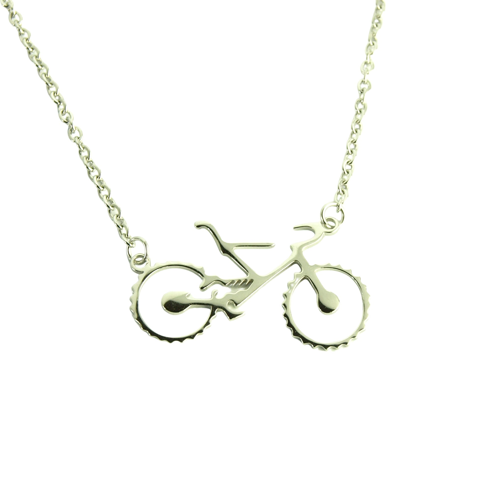 Kette Fahrrad Rad fahren Sport Edelstahl Anhänger silbern – Juvelato