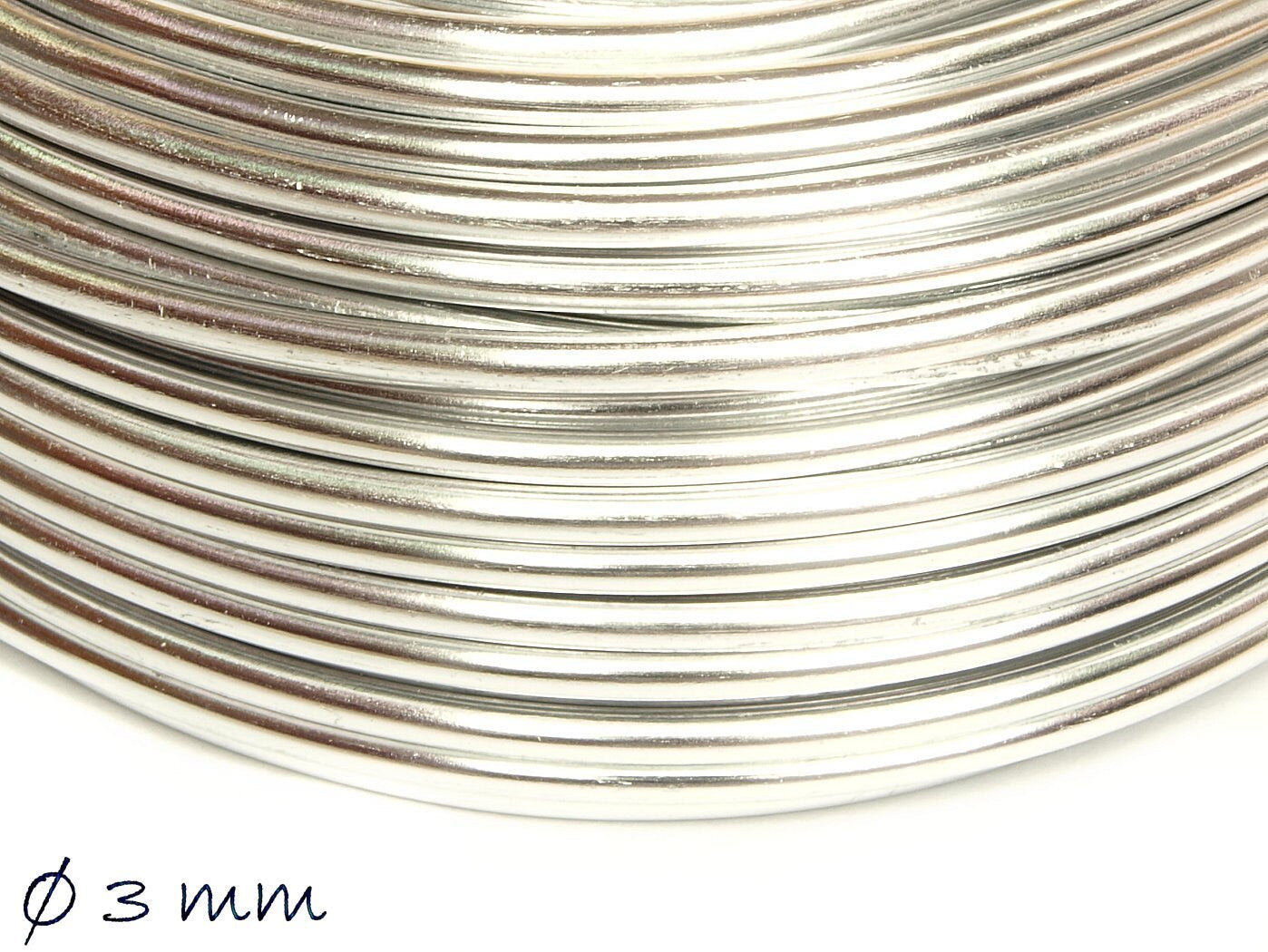 0,80EUR/m - 2 m Aluminiumdraht, Alu Draht, silber, weich, Ø 3 mm