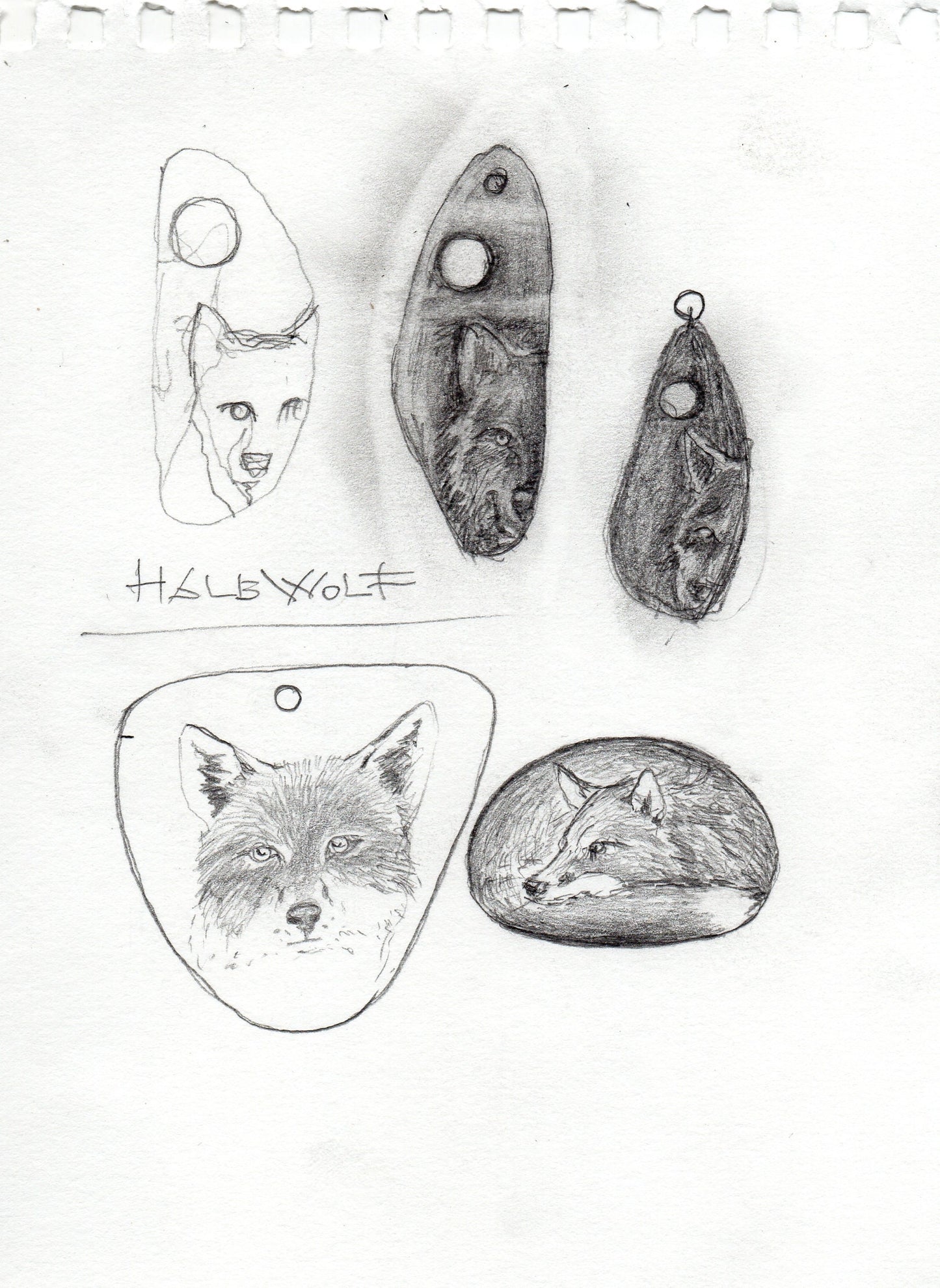 Kette Wolf auf handbemaltem Stein
