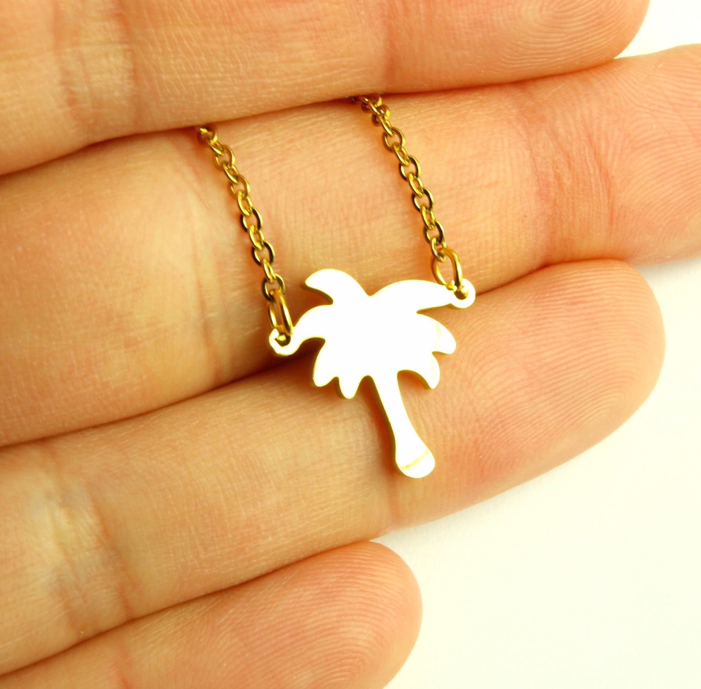 Kette Palme Baum Anhänger golden Strand Urlaub