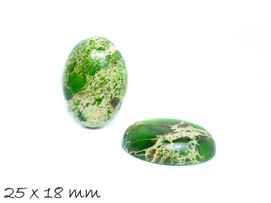 1 Stück ovaler Edelstein Cabochon, Regalit, 25 x 18 mm, grün