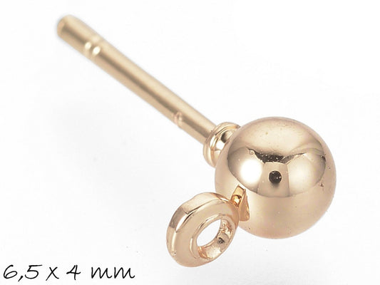 10 Stück Ohrstecker mit Kugel und Öse aus Edelstahl, 6,5 x 4 mm, rosegold