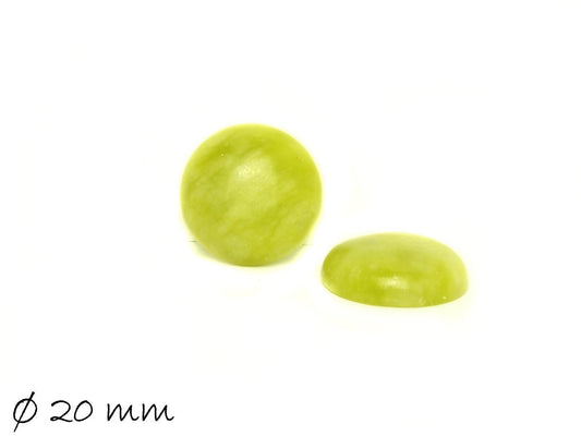 2 Stück Edelstein Cabochons, Jade (gelb-grün), Ø 20 mm