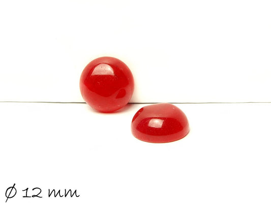 2 Stück Edelstein Cabochons, Jade, 12 mm rot