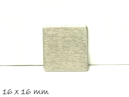 6 Stück Stempel Plättchen Aluminium Quadrat, silber, 16 x 16 mm