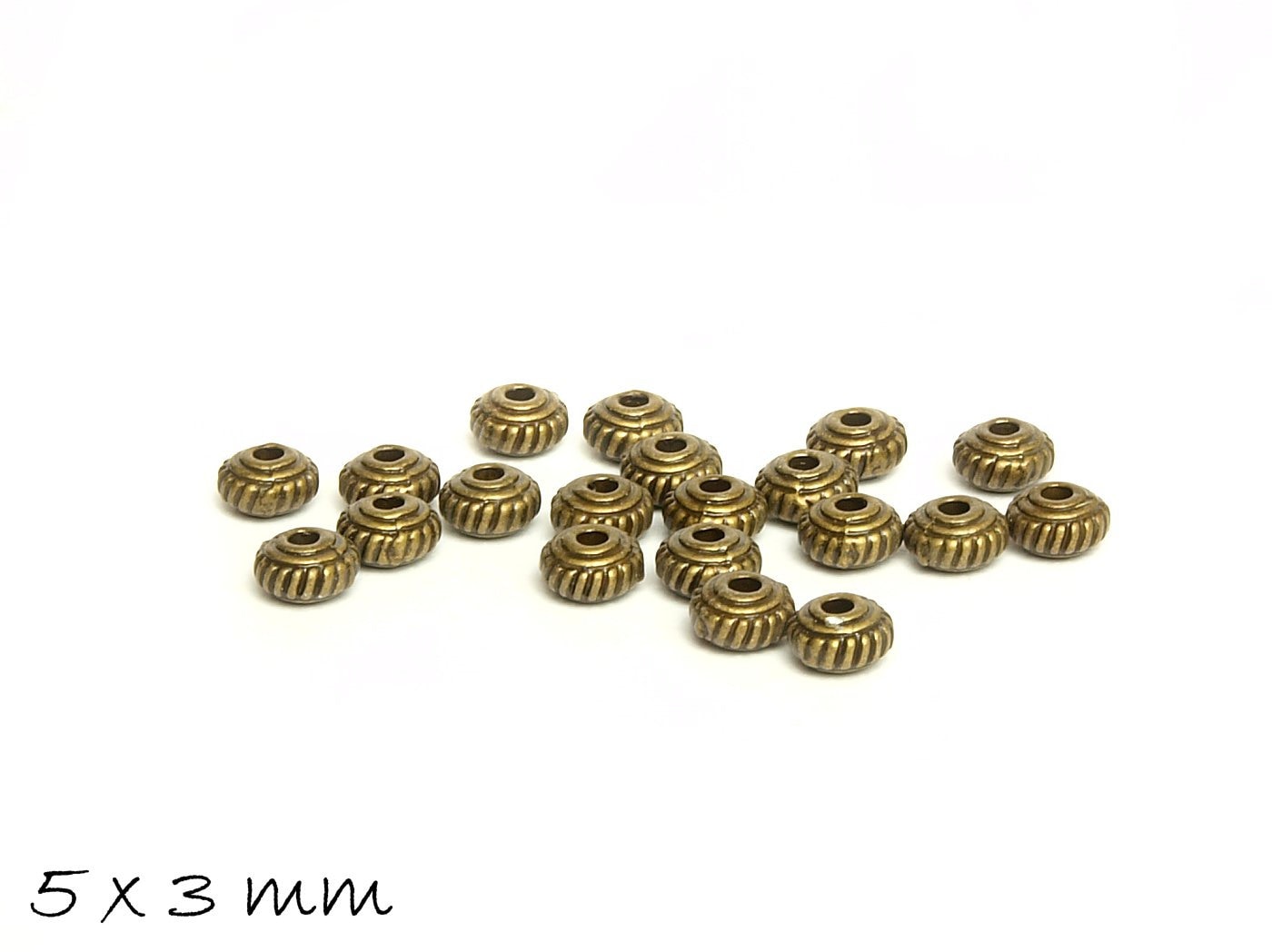 20 Stück Spacer Perlen Rondell, 5 x 3 mm, bronze