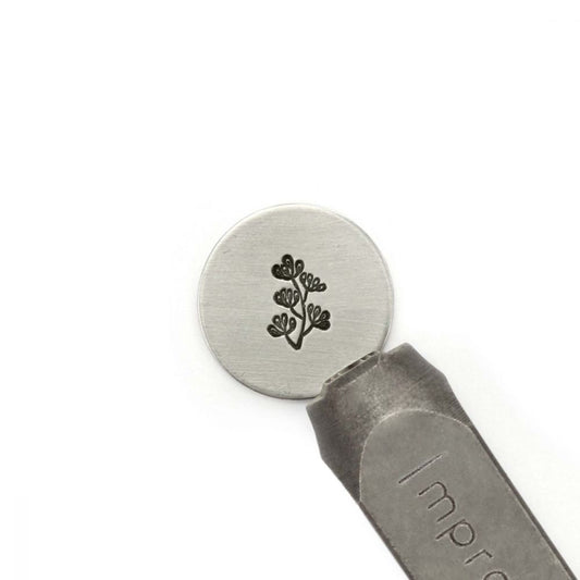 1 Stück Design Stempel Blatt Zweig Schlagstempel Punze, 9,5 mm (Sprig 2)