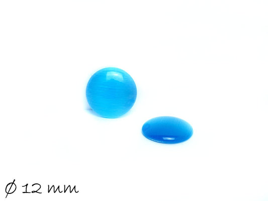 10 Stück Cateye Glas Cabochons, rund, Ø 12 mm, blau