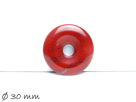 1 Stück Edelstein Donut Anhänger, Roter Jasper Ø 30 mm