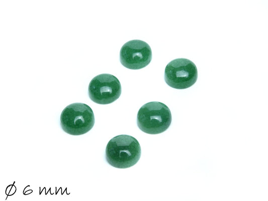 2 Stück Edelstein Cabochons, Jade, grün, 6 mm