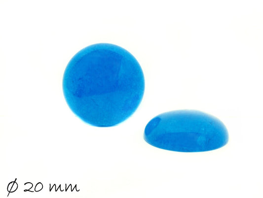 2 Stück Edelstein Cabochons, Jade (blau), Ø 20 mm