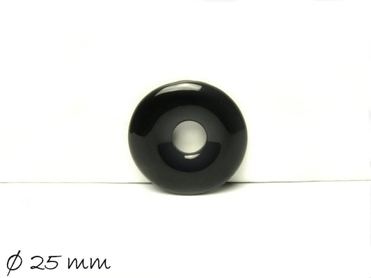 1 Stück Donut Anhänger Edelstein Achat Ø 25 mm, schwarz