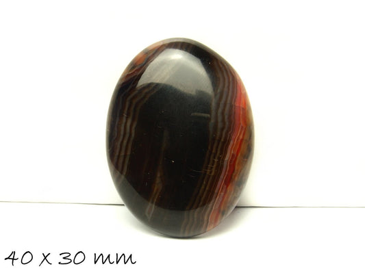 1 Edelstein Cabochon Drachenader Achat 40 x 30 mm rot-schwarz