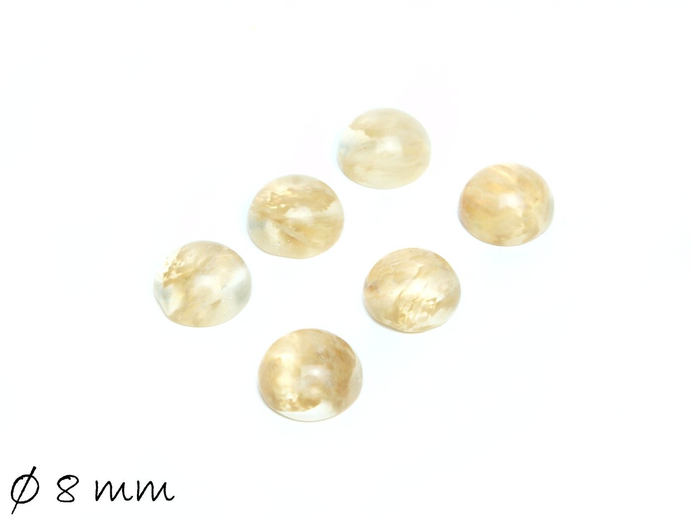 2 Stück Cabochons, synthetischer Smoky Quarz, 8 mm