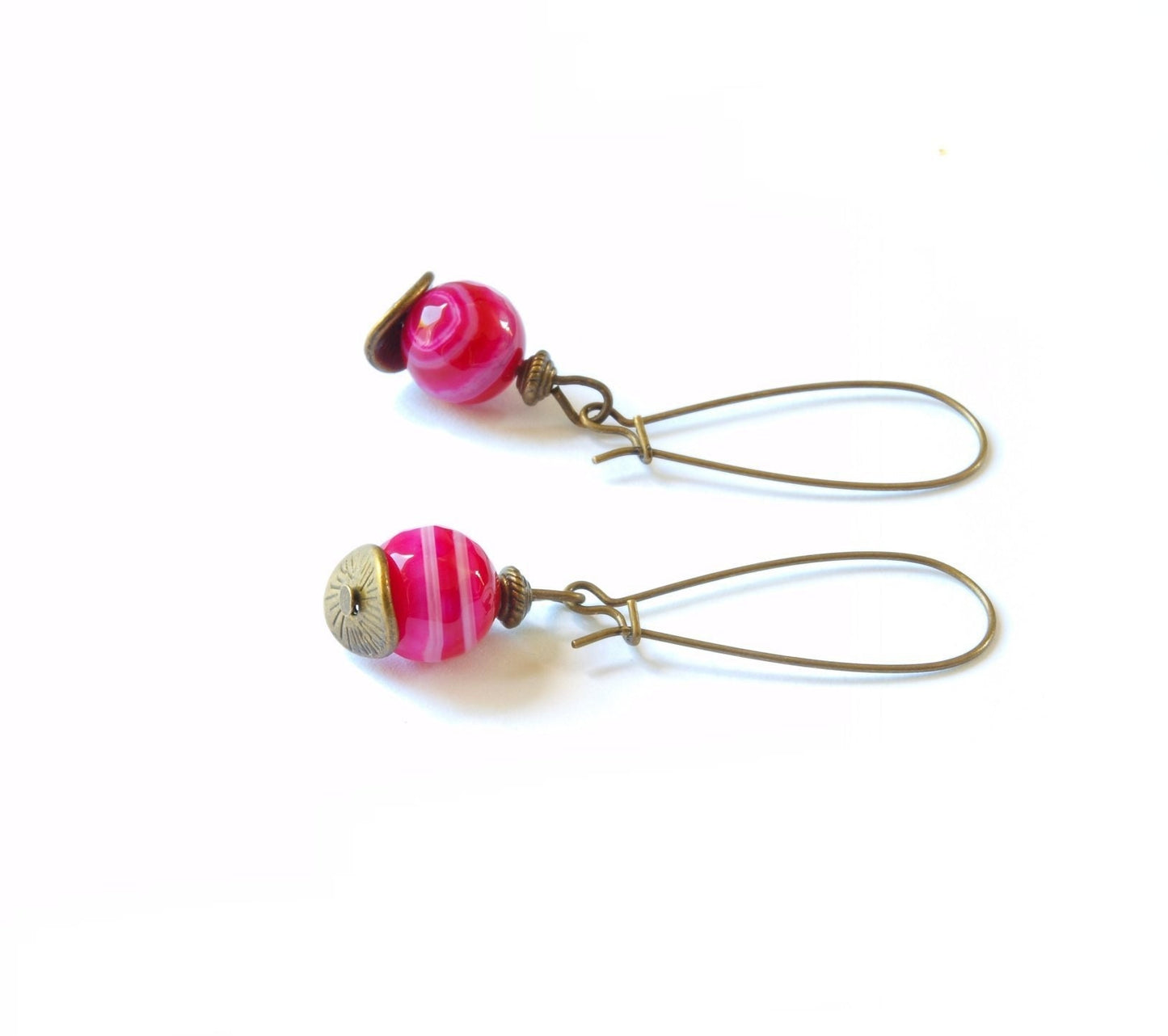 Ohrringe Perlen nach Wahl Jade Achat rosa pink grün bronze silber