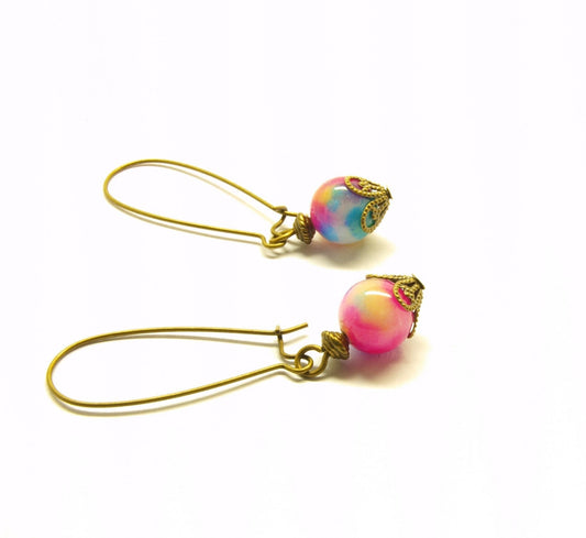 Ohrringe Perlen nach Wahl Jade Achat rosa pink grün bronze silber