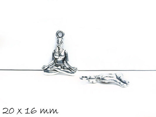 4 Stück Anhänger Yoga in altsilber,  20 x 16 mm