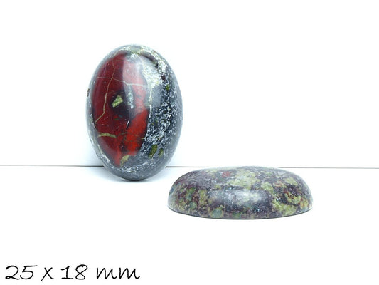 1 Stück ovaler Edelstein Cabochon, Drachenblut Jasper 25 x 18 mm