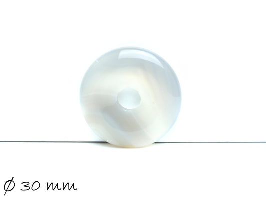 1 Stück Edelstein Donut Anhänger, Achat Ø 30 mm, grau-transparent
