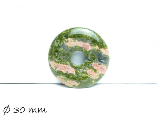 1 Stück Edelstein Donut Anhänger, Unakite Ø 30 mm