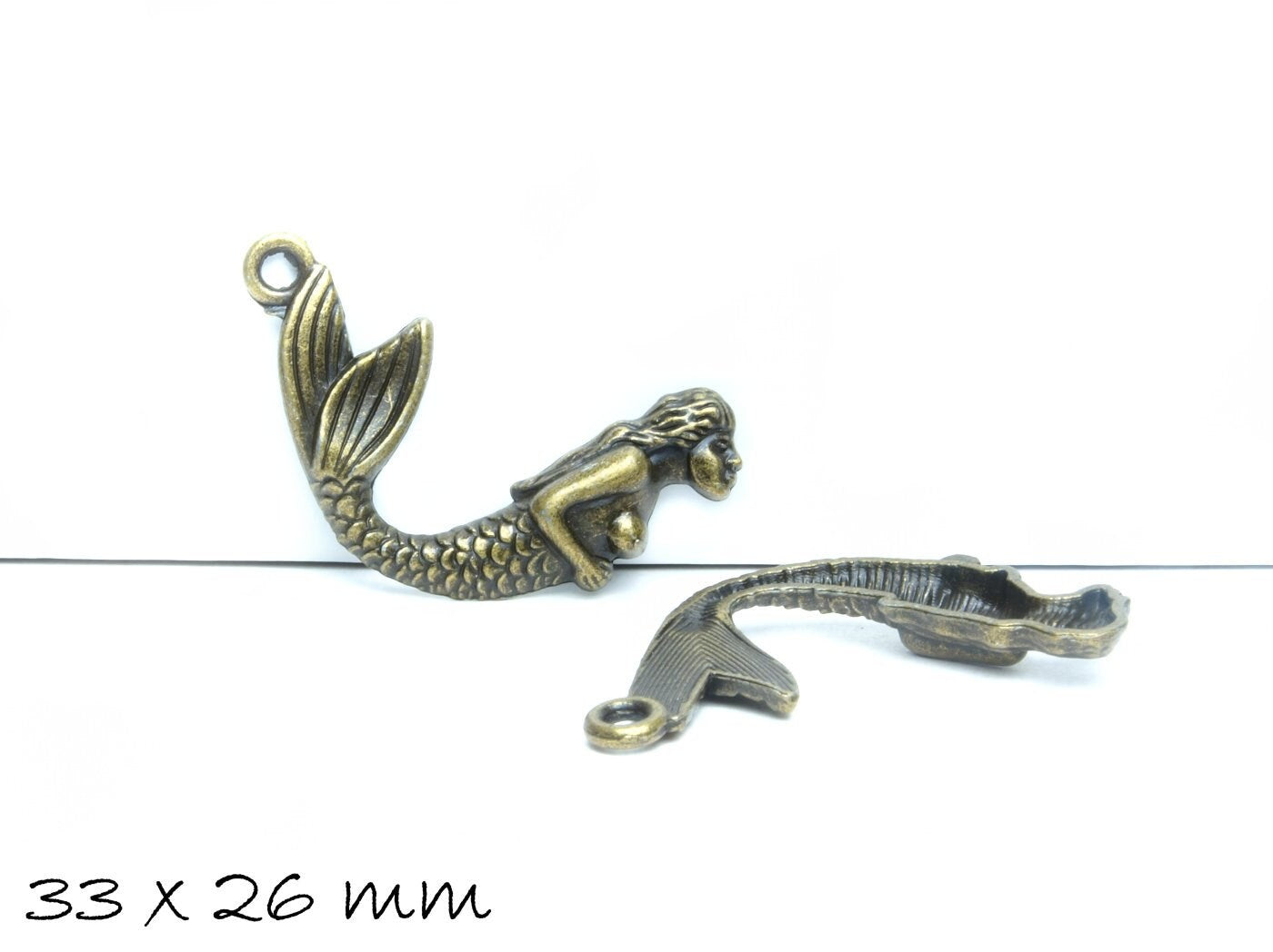 4 Stück Anhänger Meerjungfrau in bronze, 33 x 26 mm