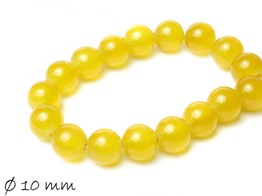 10 Stück Kristallglas-Perlen, gelb, Ø 10 mm