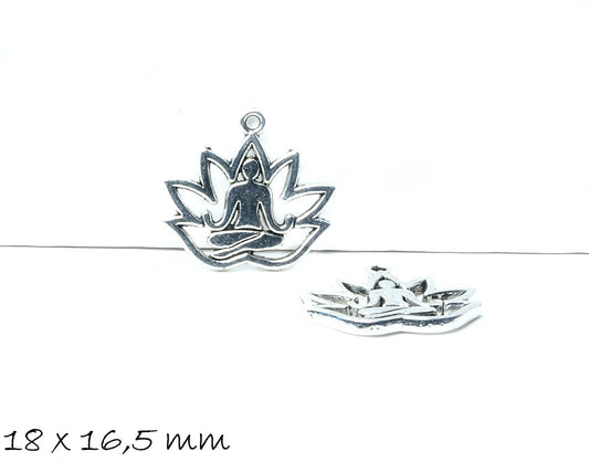 4 Stück Anhänger Yoga in altsilber,  18 x 16,5 mm