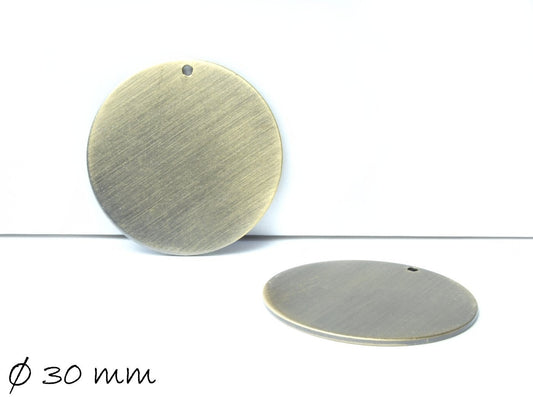 4 Stück Stempel Plättchen aus Messing, bronze, Ø 30 mm