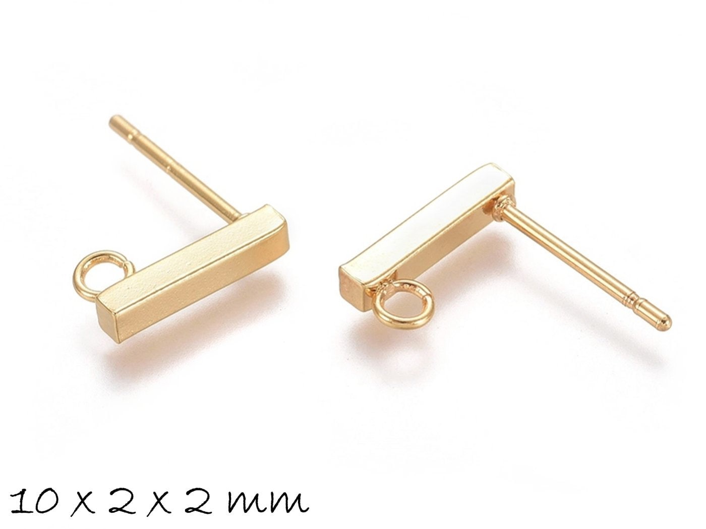 10 Stück Ohrstecker mit Öse Edelstahl, gold, Rechteck, Ohrringe