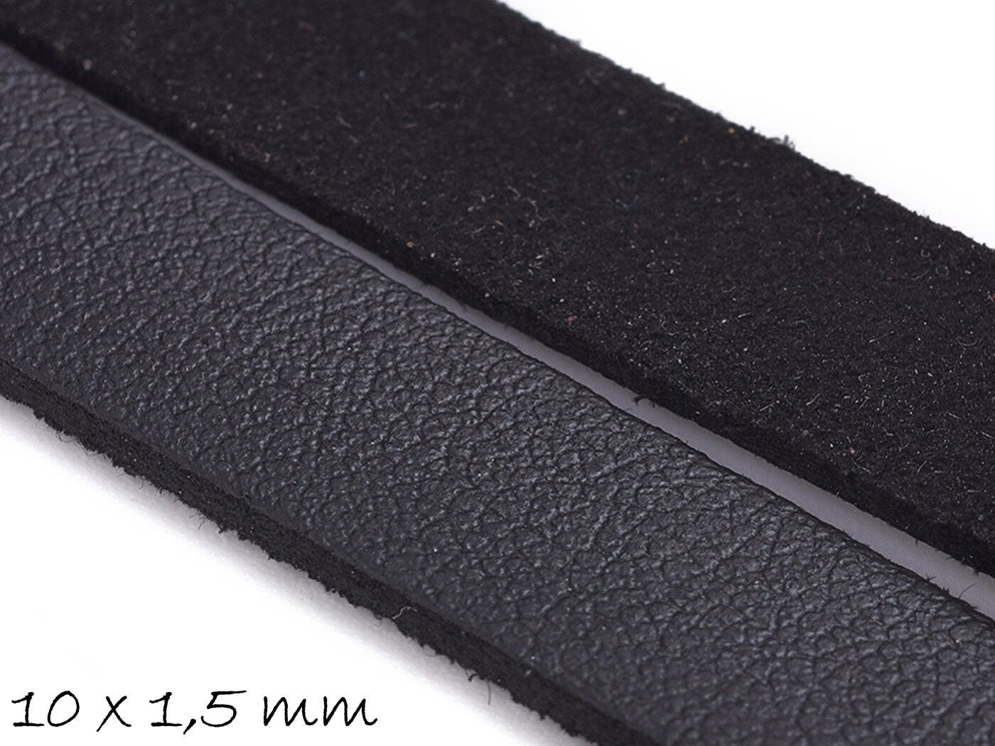 1,00EUR/m - Wildlederimitat 10 x 1,5 mm schwarz, flach