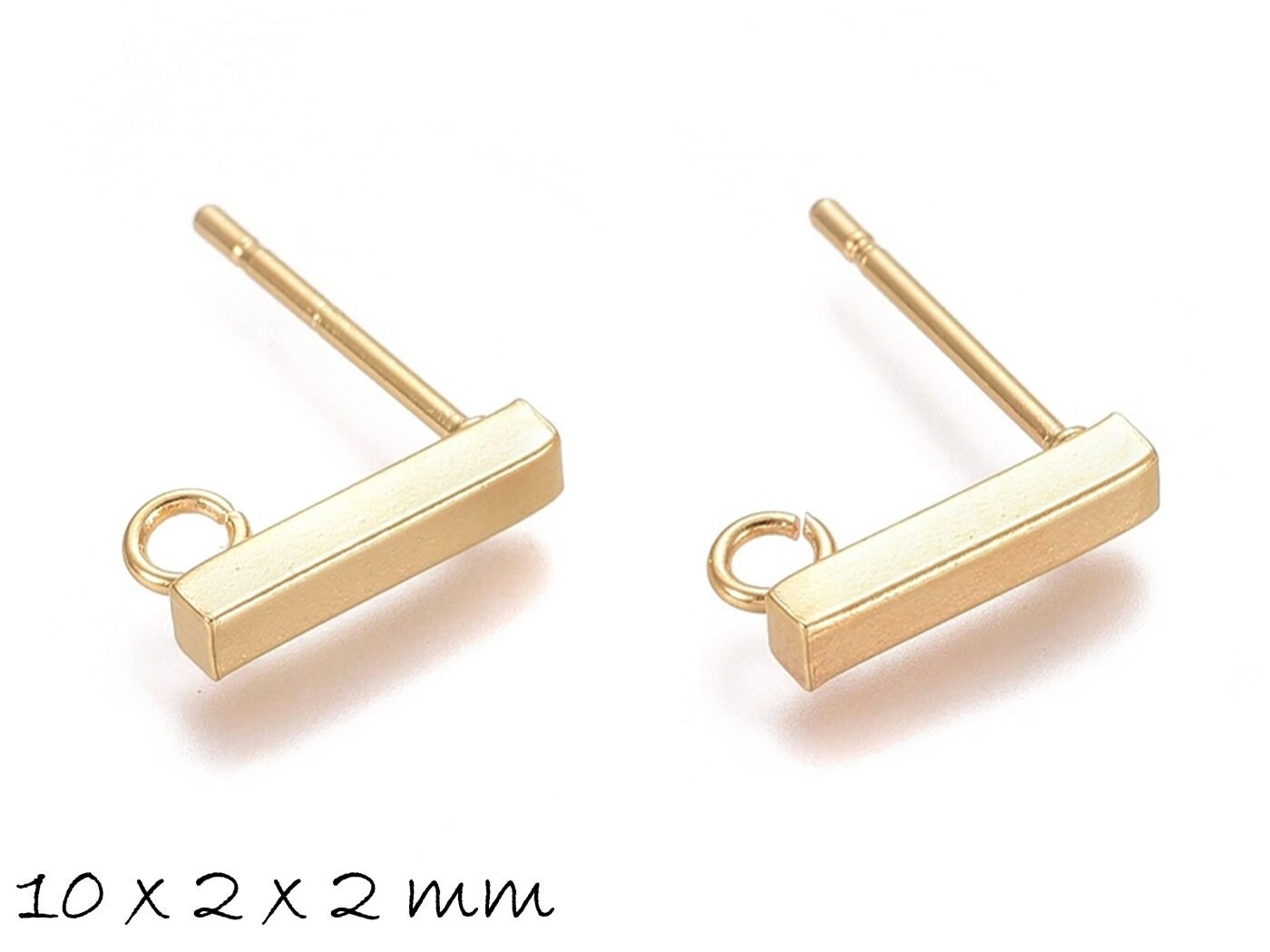 10 Stück Ohrstecker mit Öse Edelstahl, gold, Rechteck, Ohrringe