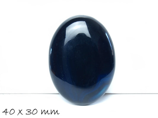 1 Edelstein Cabochon Achat 40 x 30 mm Dunkelblau