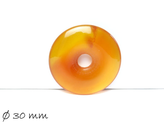 1 Stück Edelstein Donut Anhänger, Achat Ø 30 mm, rot-orange