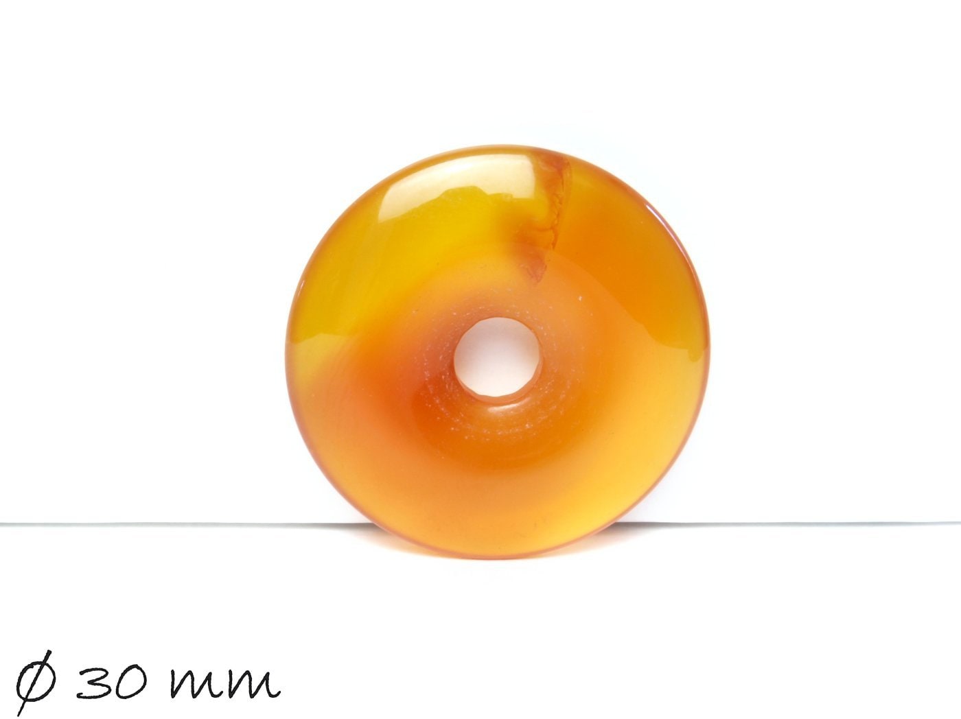 1 Stück Donut Anhänger Edelstein Achat Ø 30 mm, rot-orange