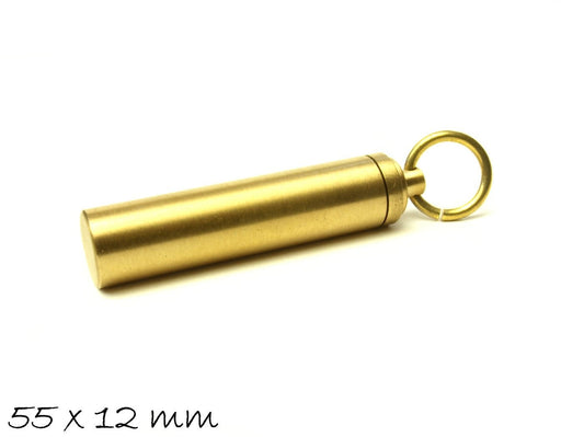 1 Stück Flasche aus Messing mit Schraubverschluss, 55 x 12 mm