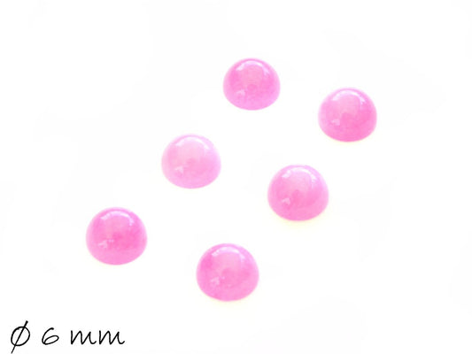 2 Stück Edelstein Cabochons, Jade, rosa-pink, 6 mm