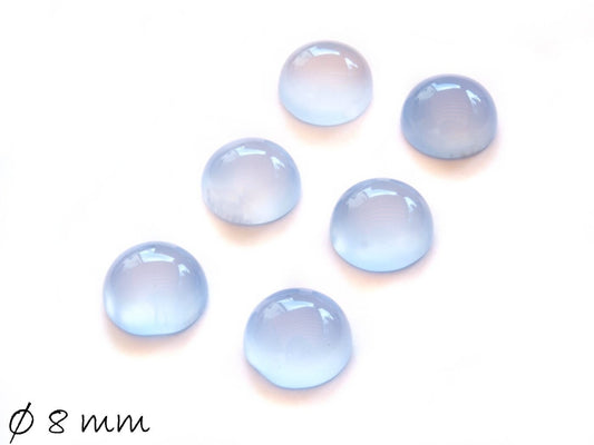 2 Stück Edelstein Cabochons, blauer Achat, 8 mm