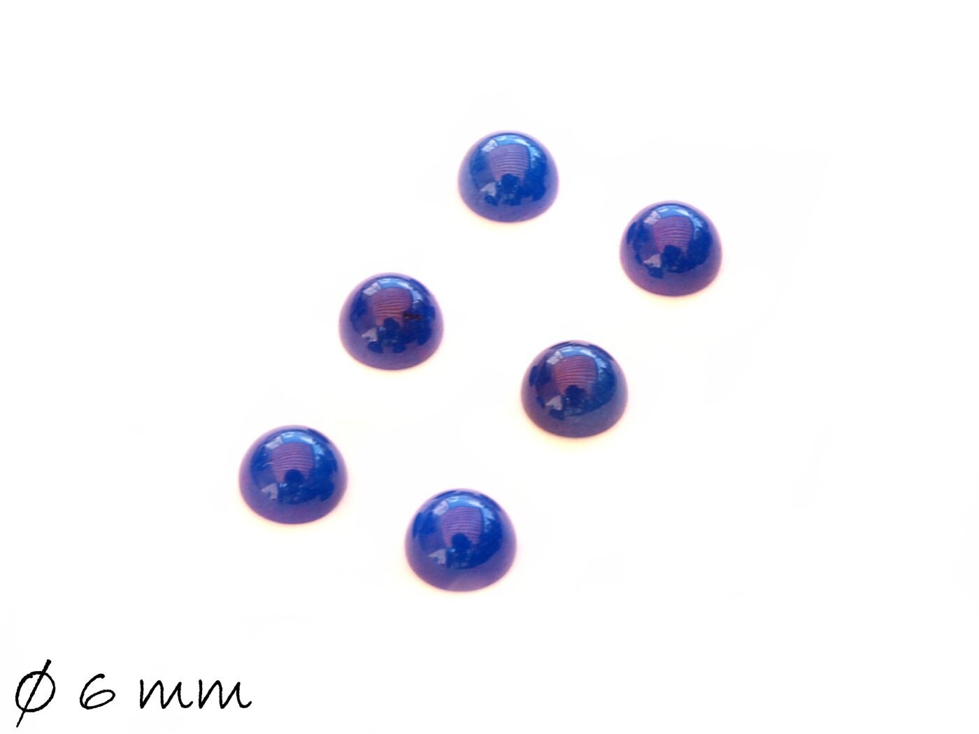 2 Stück Edelstein Cabochons, Jade, blau, 6 mm