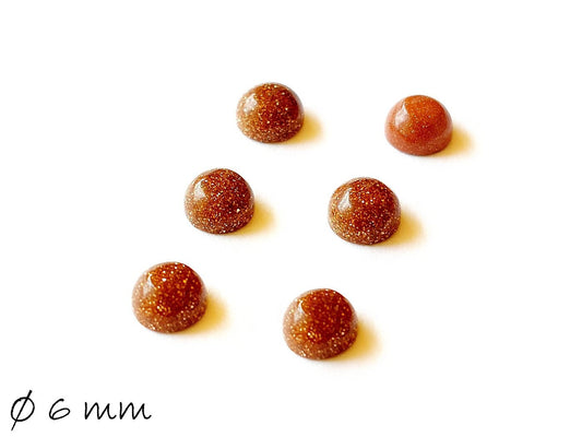 2 Stück Edelstein Cabochons, Goldfluss (rot-braun), Ø 6 mm