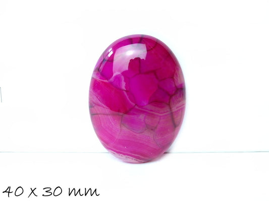 1 Edelstein Cabochon Drachenader Achat 40 x 30 mm pink schwarz lila