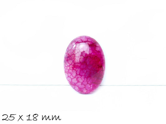 1 Stück ovaler Edelstein Cabochon,  Drachenader, 25 x 18 mm, pink