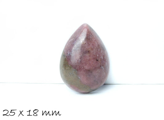 1 Stück Edelstein-Cabochon, Rosenspat, Rhodochrosit, tropfenförmig, 25 x 18 mm