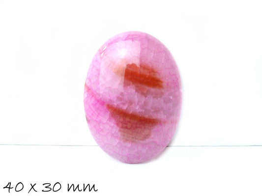 1 Edelstein Cabochon Drachenader Achat 40 x 30 mm rosa, braun