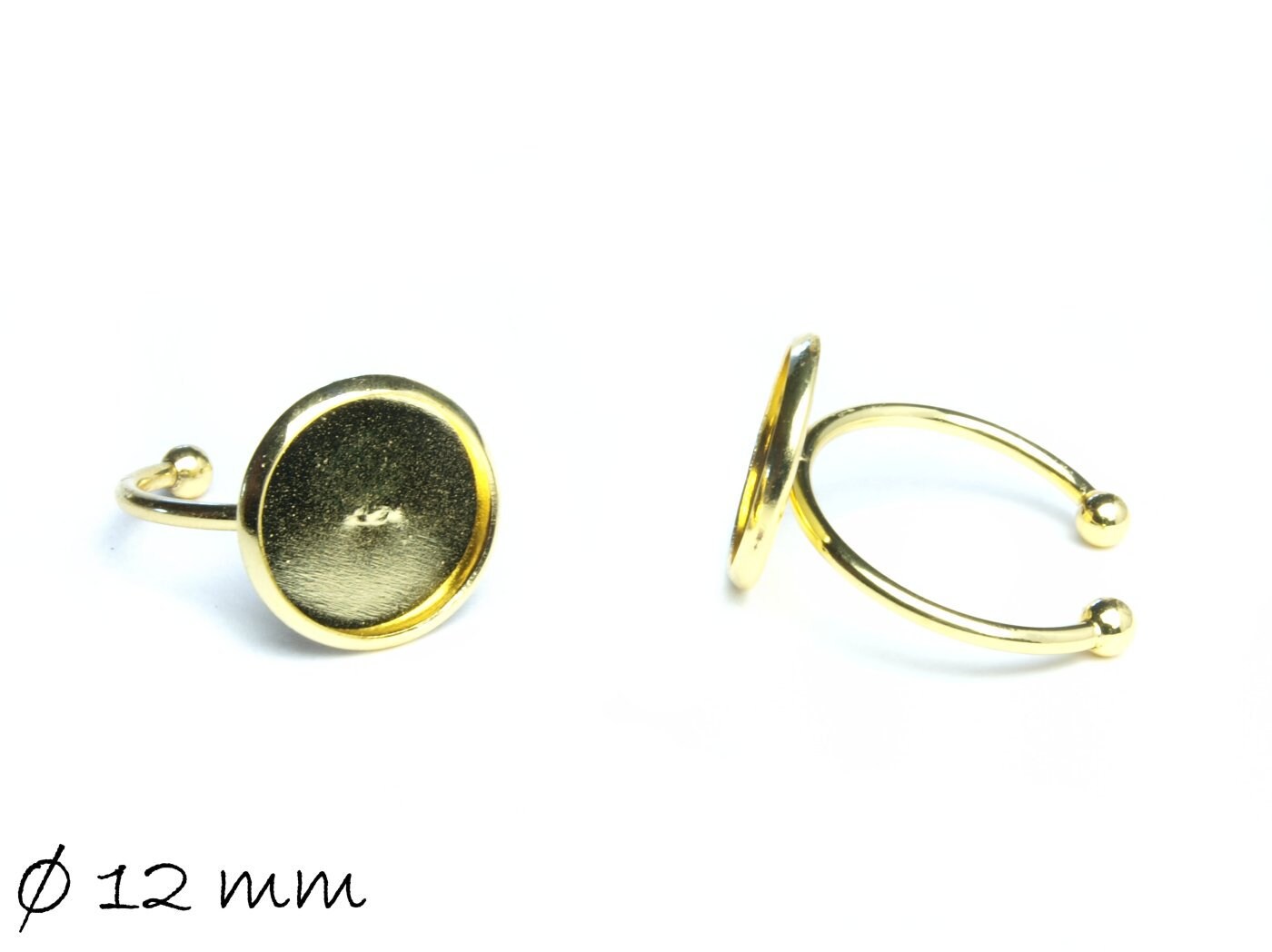 2 Stück Edelstahl Ringrohlinge 17 mm gold mit 12 mm Cabochonfassung