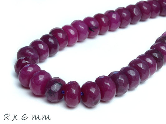 10 Stück facettierte Jade Perlen oval 8 x 6 mm, violett