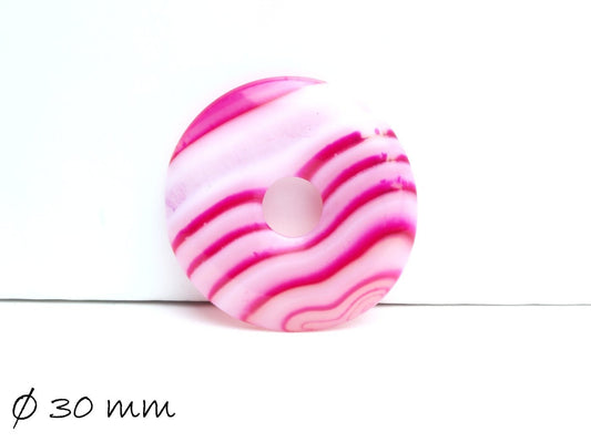 1 Stück Edelstein Donut Anhänger, Achat Ø 30 mm, pink