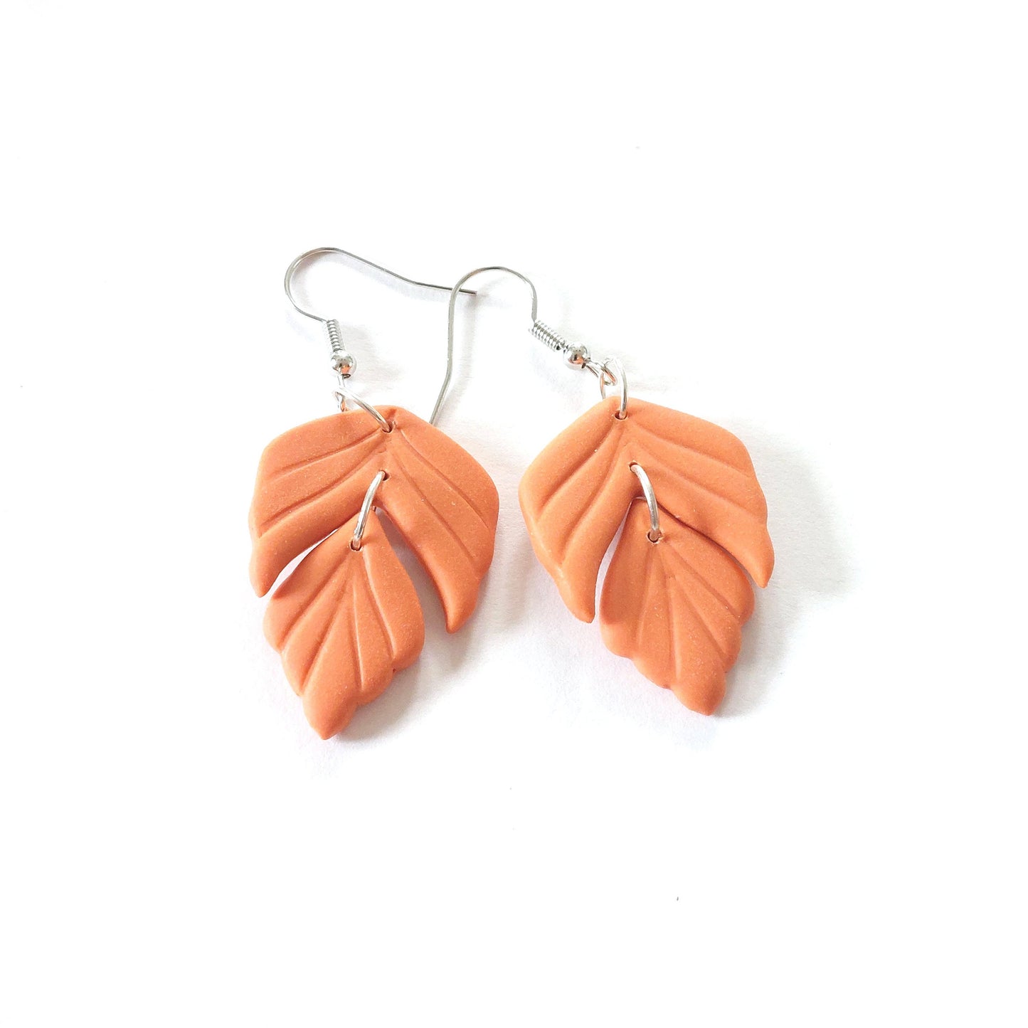 Statement Ohrringe Polymer Clay  Blätter orange nach Wahl