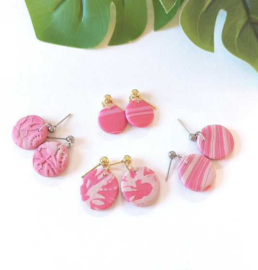 Statement Ohrringe Polymer Clay rund pink rosa nach Wahl