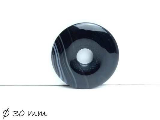 1 Stück Donut Anhänger Edelstein Achat Ø 30 mm, schwarz