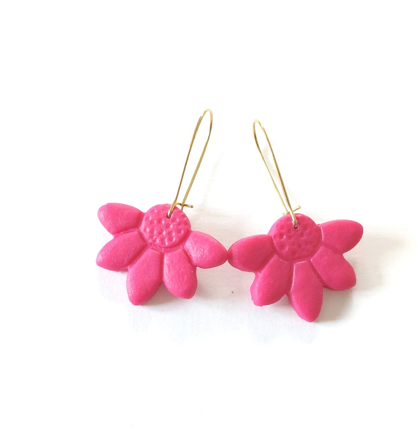 Statement Ohrringe Polymer Clay  Blumen pink gold nach Wahl